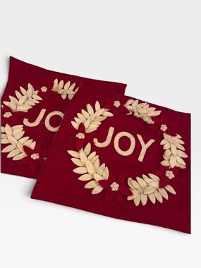 Two Arcadia Home Hand Felted Wool Christmas Pillow cover 20”